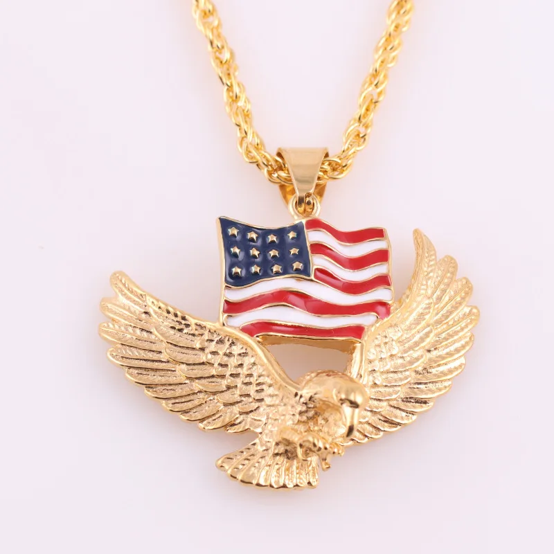 american necklace  USA Flag Necklace Men's US Army Military Card Pendant Beaded Chain For Women The Stars And Stripes Jewelry