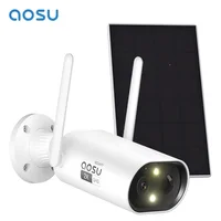 AOSU 3MP Wifi Solar Camera 100% Wire-free Outdoor Built-in Battery Security Camera Color Night Vision 2-Way Audio CCTV Cam