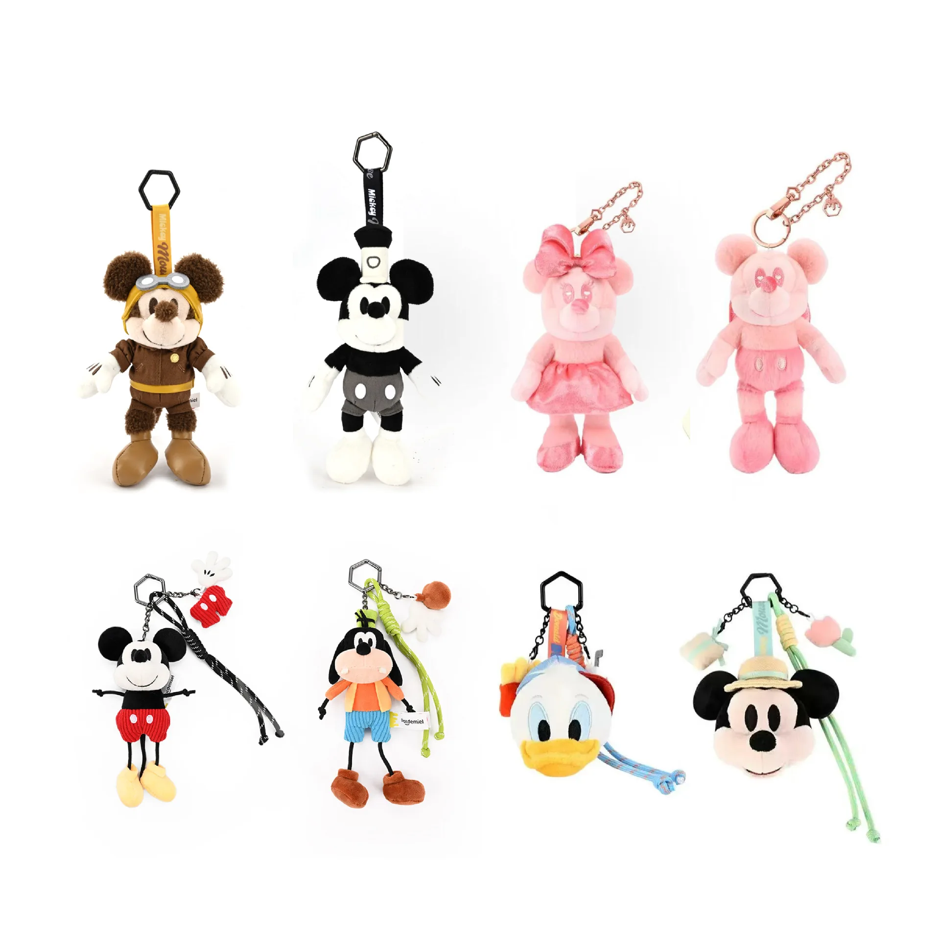 Jouets en peluche Disney originaux, Mickey, porte-clés Minnie, Donald Duck, mignon pendentif, sac à dos, Kawaii, cadeaux de vacances