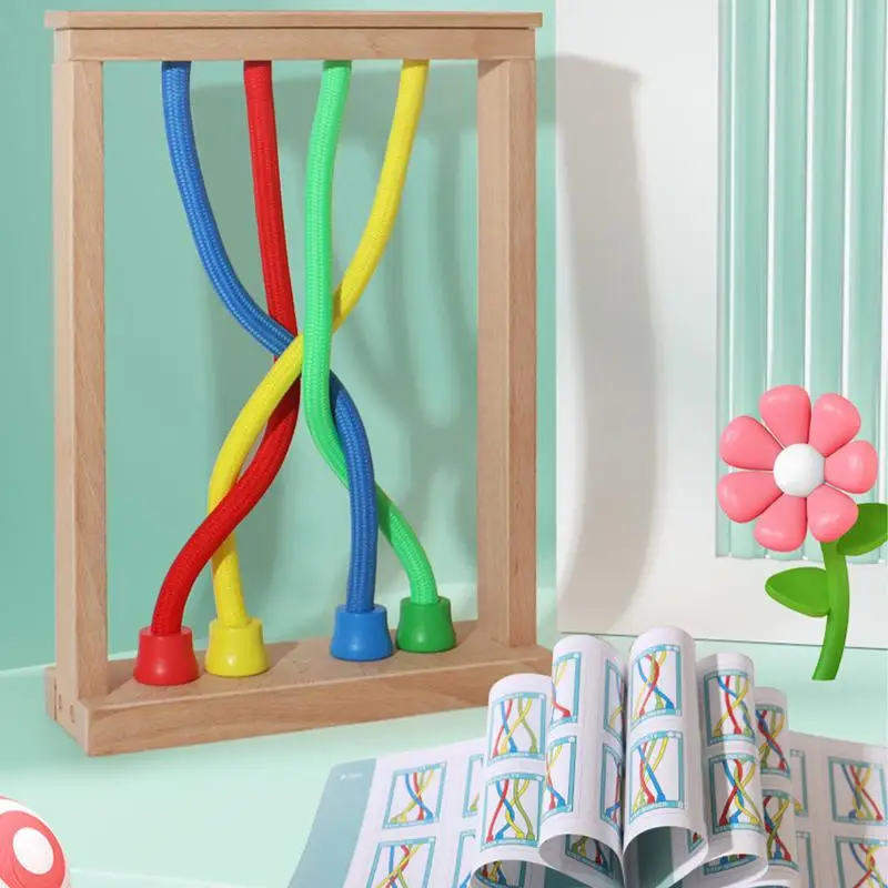 

Rope Threading Game Wooden Puzzle Games Brain Teasers Toy Color Rope Game Rainbow Montessori Toy 3 Difficulty Levels Colorful