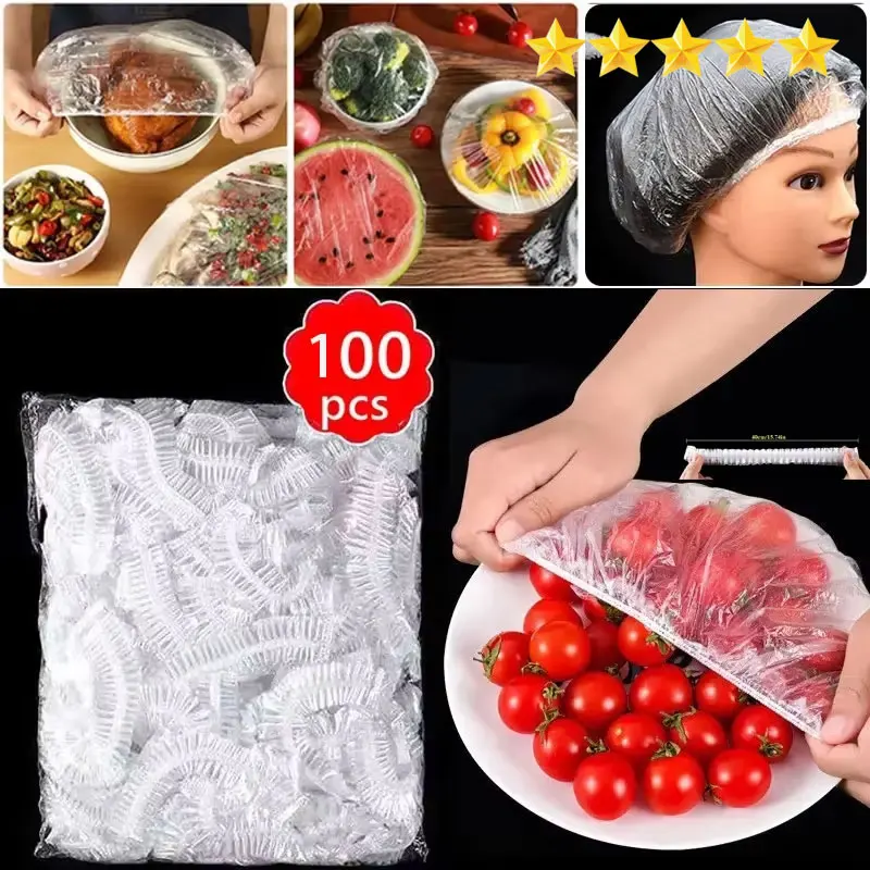 【Hot sales】100pcs Disposable Fresh-keeping Cover, Plastic Food Storage Covers, Reusable Bowl Covers Stretch Lids