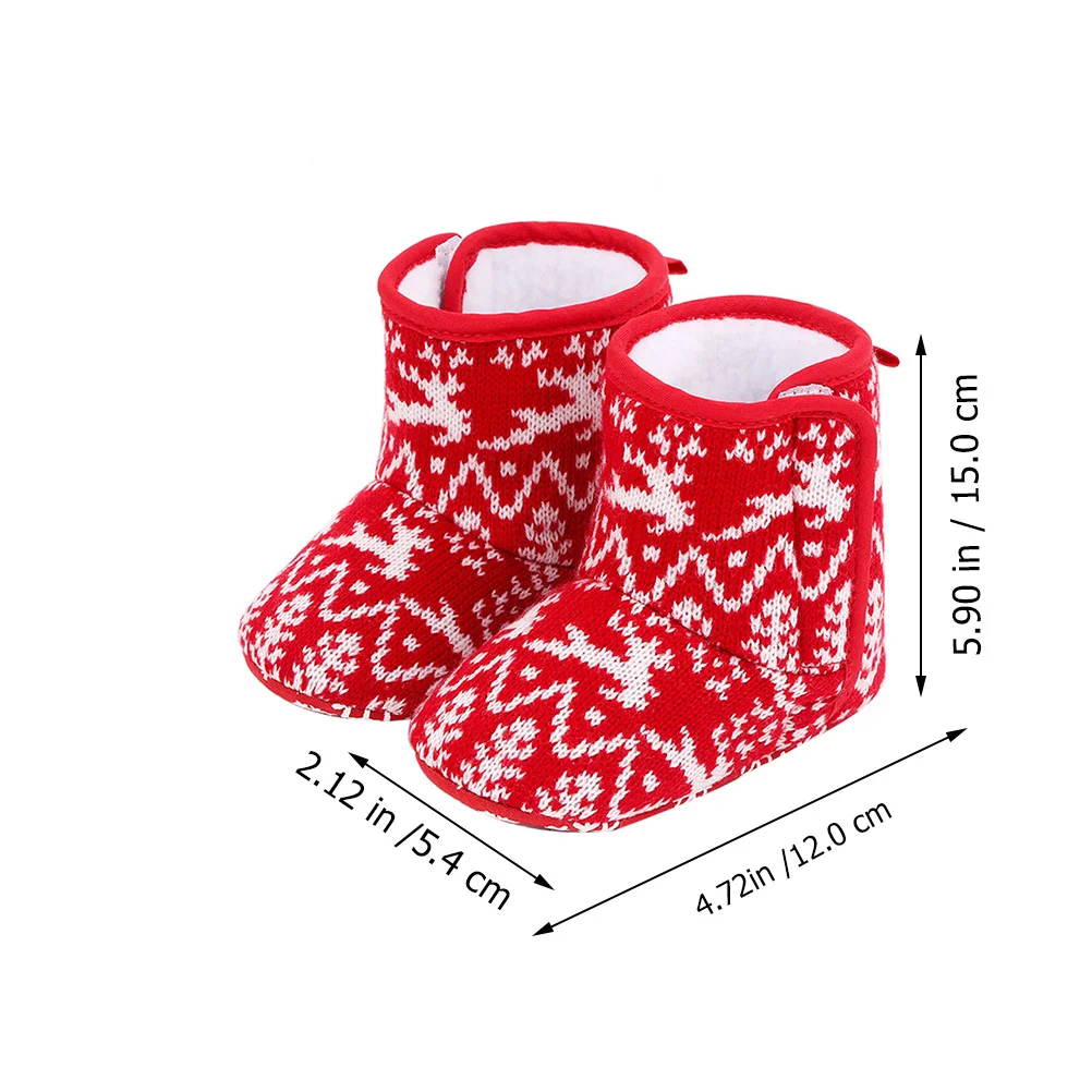 زوج واحد من أحذية أطفال عيد الميلاد الدافئة من القطن للأطفال الصغار، نعل متين للرضع غير قابل للانزلاق وجيد التهوية، هدية عصرية للأطفال