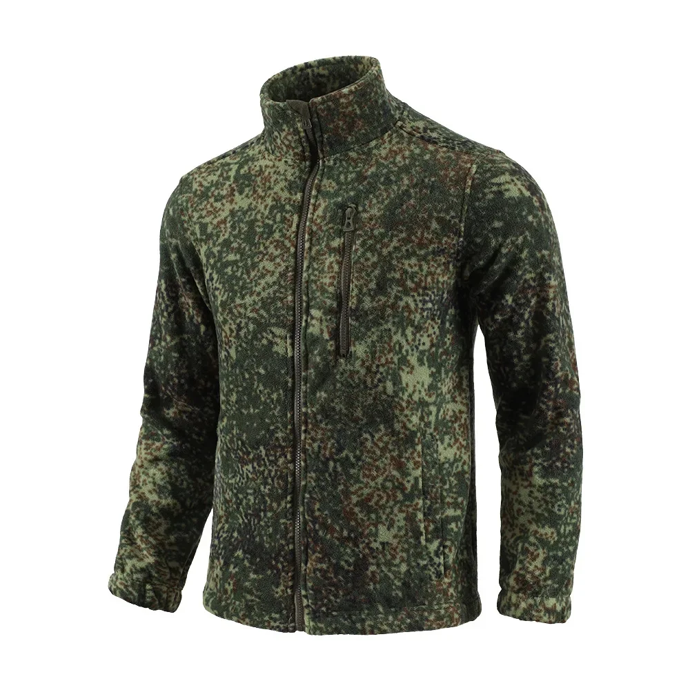 

Outdoor Camo Standing Collar Fleece Jacket Double-sided Cardigan Charging Coat Inner Tank Tactical Windbreakers Running Sports