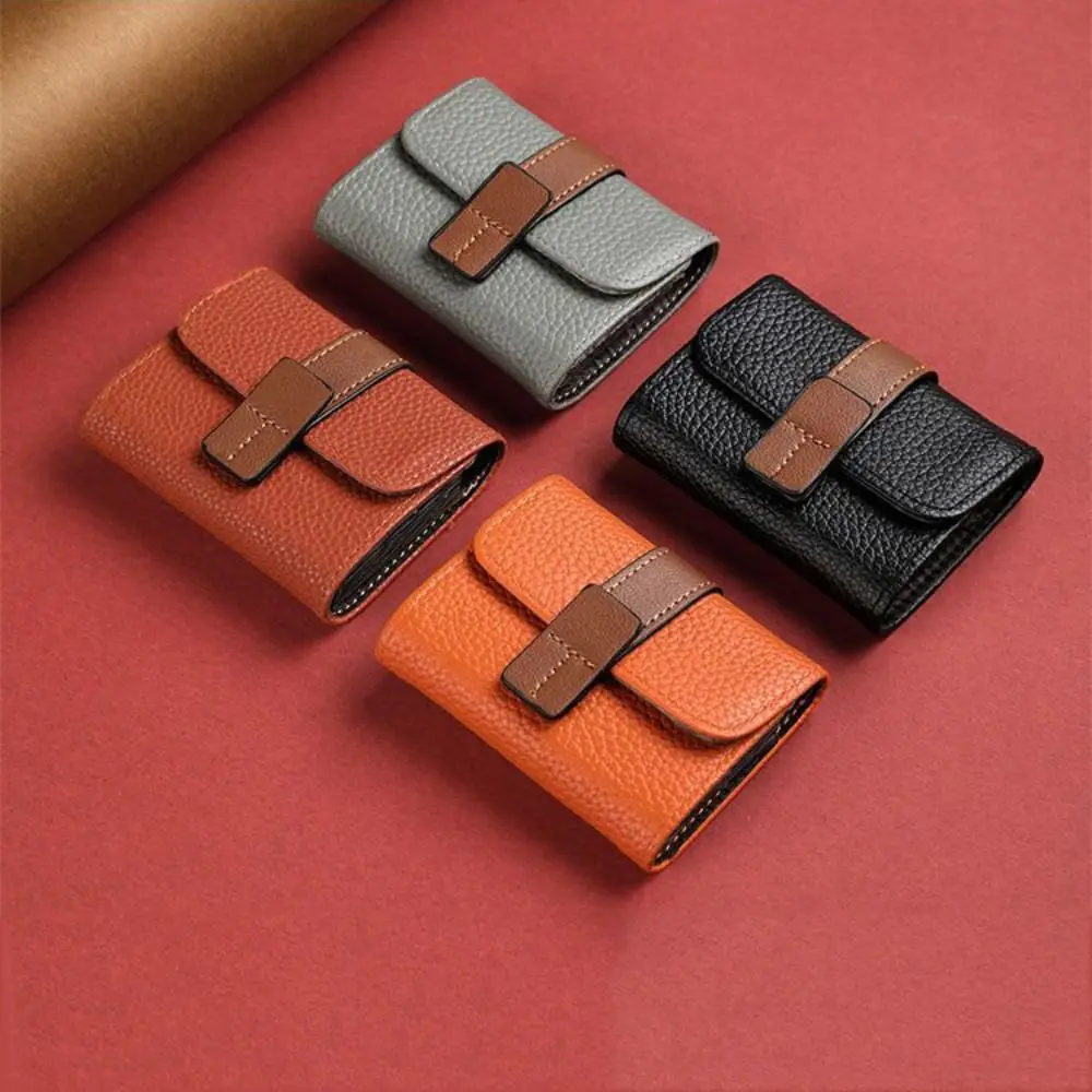 

New PU Leather Credit Card Holder Solid Color Multi-card Slot Business ID Card Case Large capacity Women Wallet