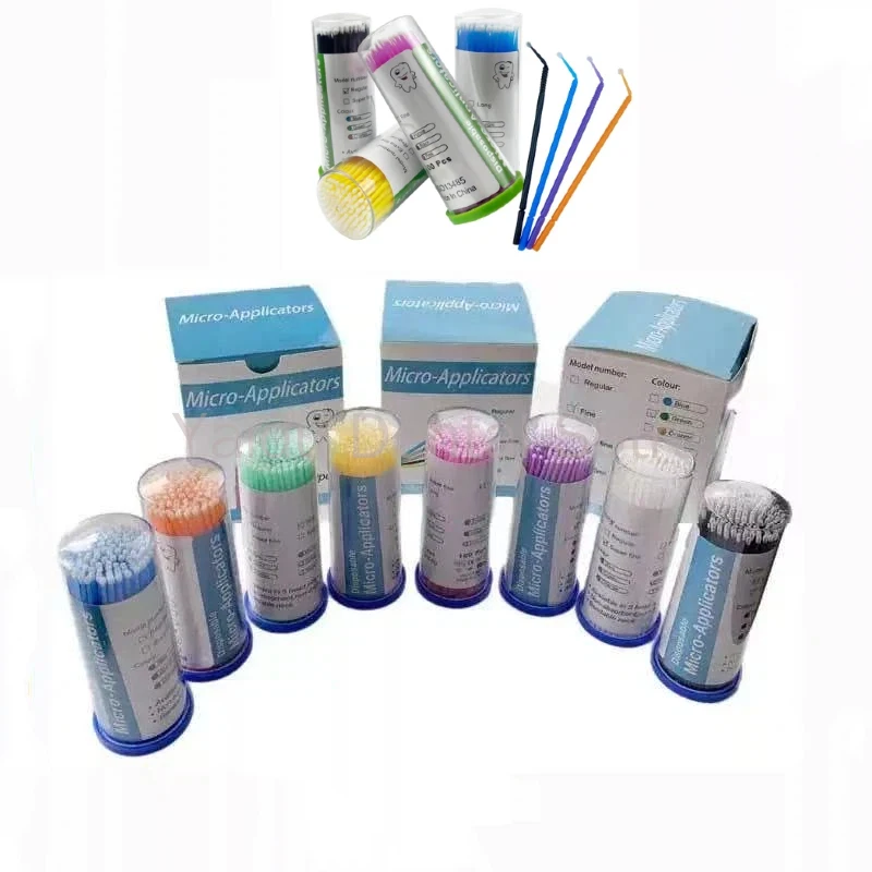 3Bottles 100PCS/Bottle Disposable Dental Micro Brushes Applicators Micro Fiber Tip Dentistry Odontologia Extension Tools 3Sizes