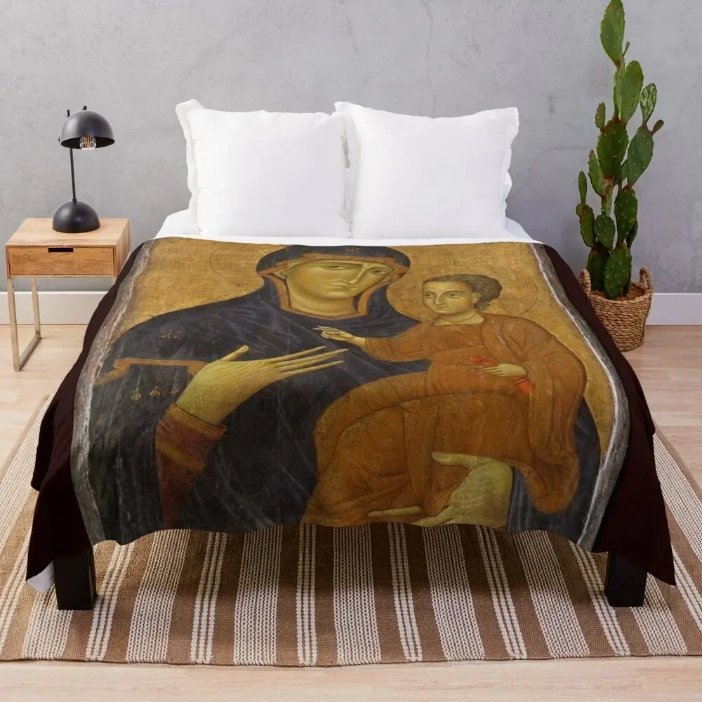 Madonna and Child, Berlinghiero 1300-1500 Throw Blanket Luxury Brand warm winter Blankets