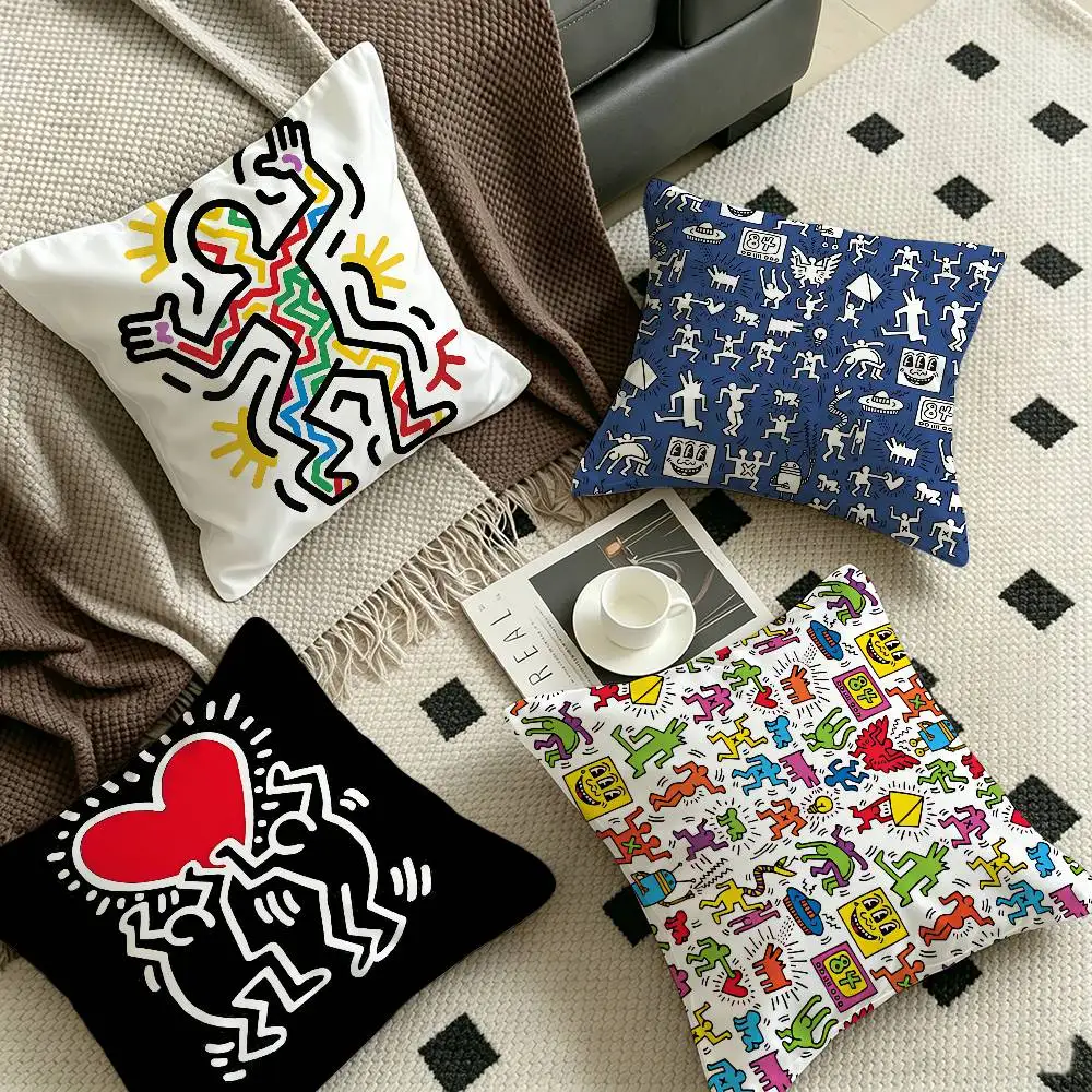 Pop Art K-Keith Haring Pillow Gifts Home Office Furnishings Bedroom Sofa Car Cushion Cover case 45x45cm