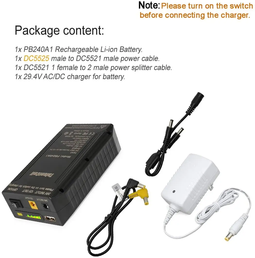 Imagem -06 - Bateria Recarregável do Íon de Lítio Talentcell Bateria do Li-íon 24v 25.9v 3200mah 63.88wh com cc 24v 12v Saída 5v Pb240a1