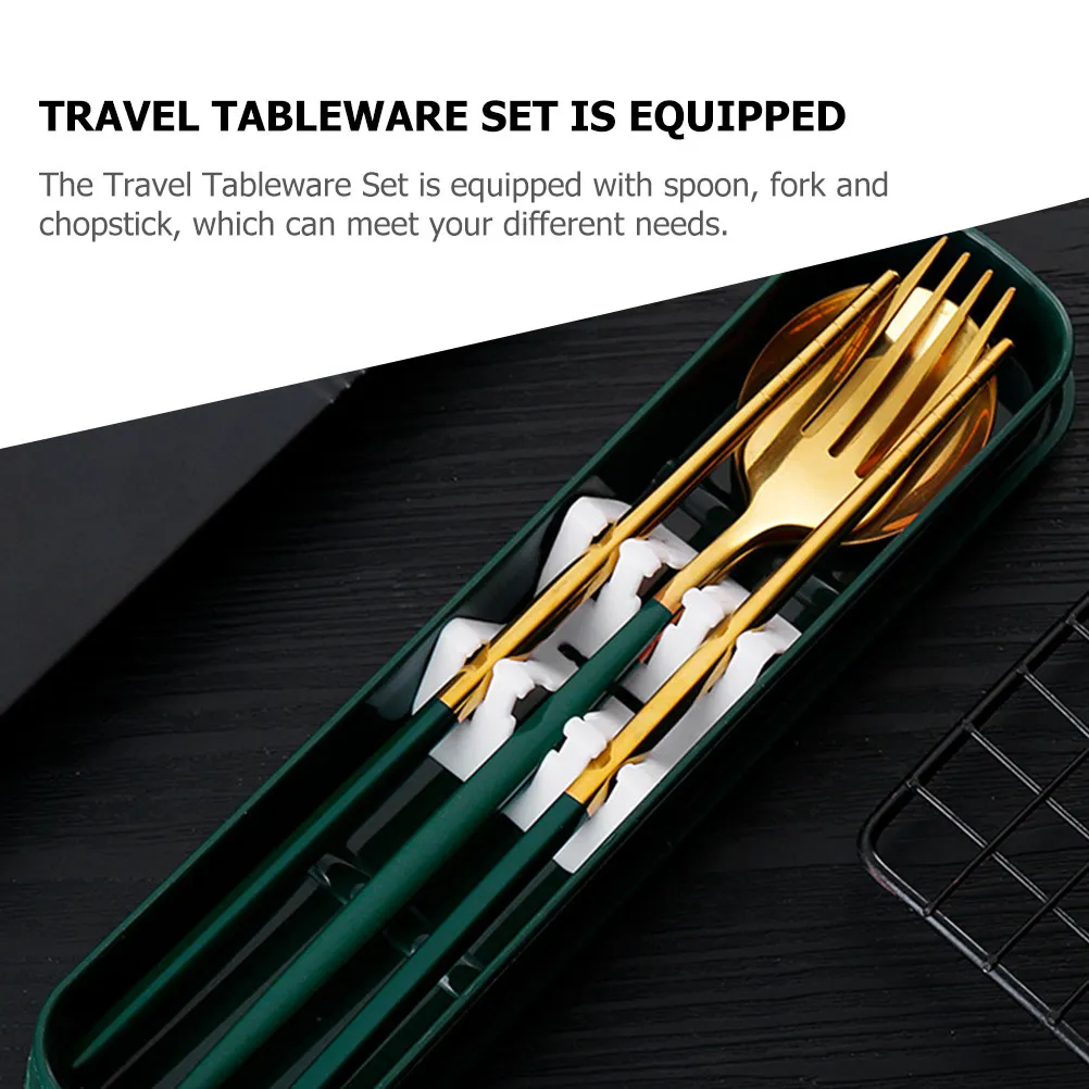 

1Set Portable Tableware Set Stainless Steel Smooth Surface Travel Utensils with Case for Outdoor Camping Picnic Reusable Fork