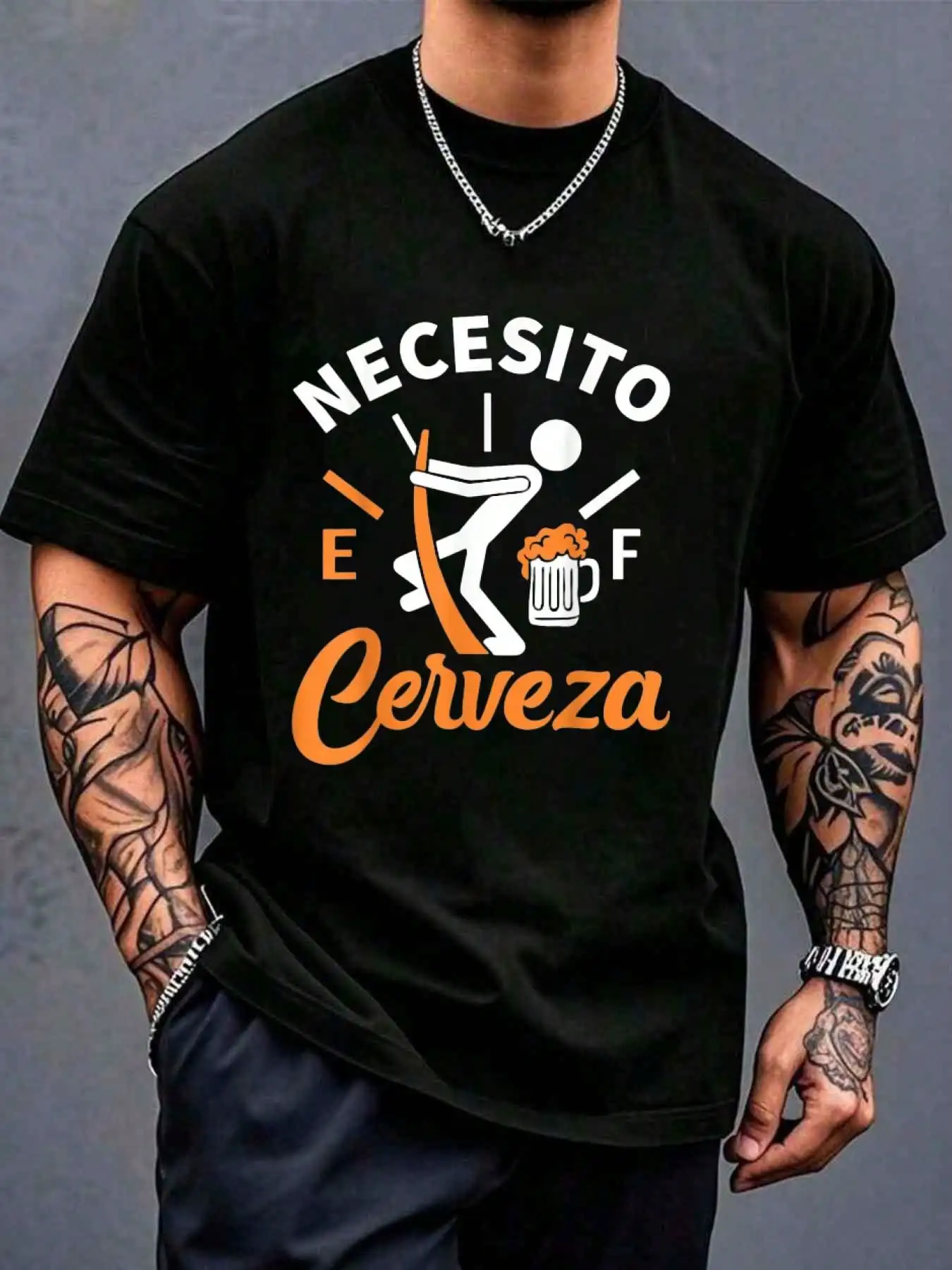 1Pc Men's Summer Clothes Necesito Cerveza - I Need Beer Funny Beer Lover Graphic Tees Men, Cotton T-Shirts