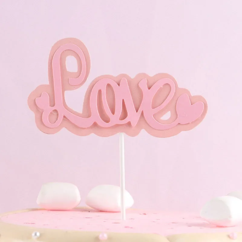 

Love Cake Topper Pink Heart Wedding Toppers for Cupcakes Kids Girl Baby Shower Birthday Party Cake Decorating Supplies