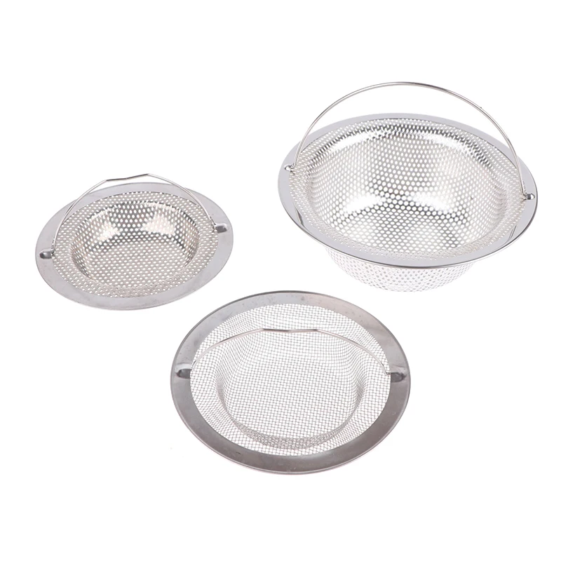 

3 Sizes 304 Stainless Steel Sink Filter With Handle Strainer Or 30 Disposable Sink Filters Mesh Kitchen Food Hair Srceen Drains