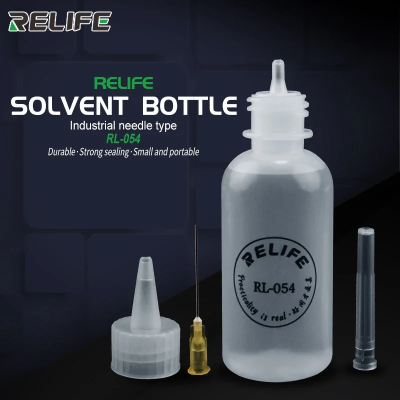 RL-054 Botella de plástico vacía de 50ML, botella exprimible para reparación de teléfonos, dispensador de colofonia con flujo de soldadura de Alcohol con aguja