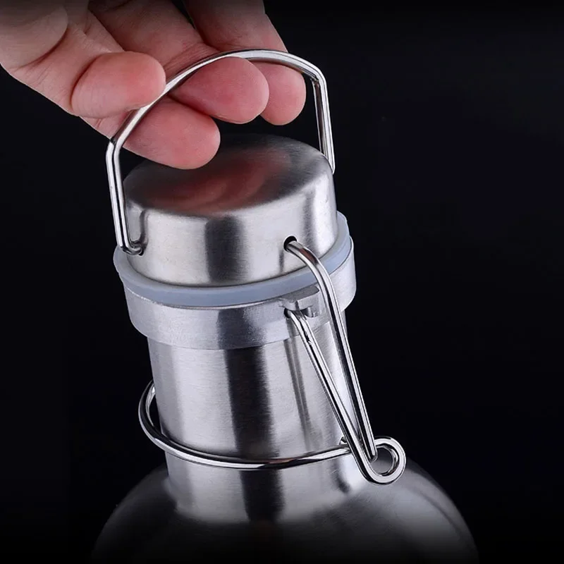 Premium 2L Stainless Steel Bottle Homebrew Beer Growler Secure Swing Top Big Capacity Beer Bottle For Outdoor growler cerveja 3