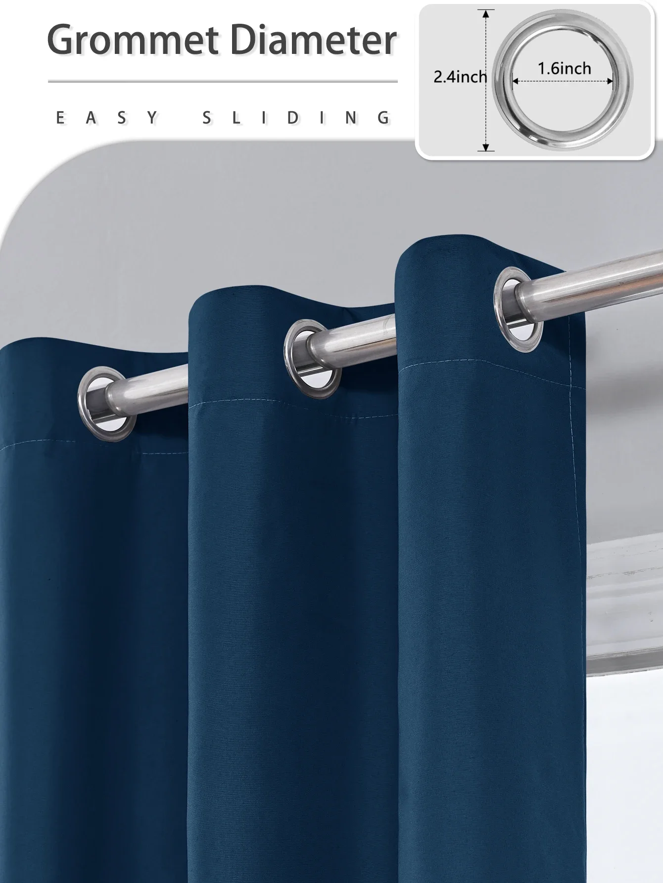 1pc 100% Blackout Curtains with Grommet Top , Curtains for Living Room, Bedroom, Kitchen, Home Decor, Room Decoration