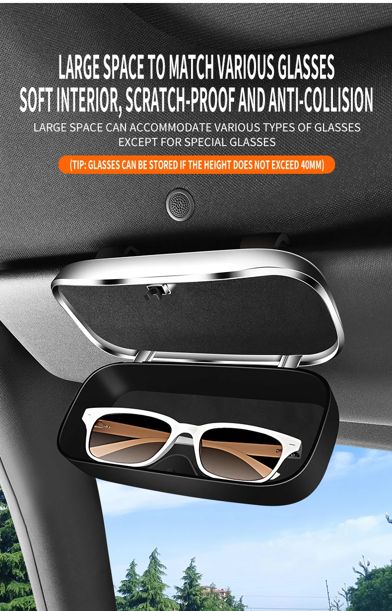 Auto-Brillenetui, Tragbarer Sonnenbrillenhalter fürs Auto, Innenraum-Brillenhalter, Sonnenschutzpanel – Detail 4