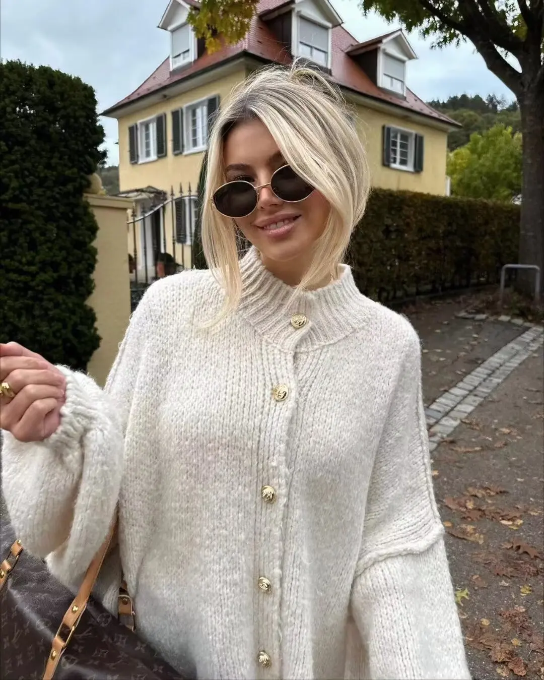 Tangada 2024 Women Oversized Cardigan Sweaters Buttons Long Sleeve Female Jumper BE0207