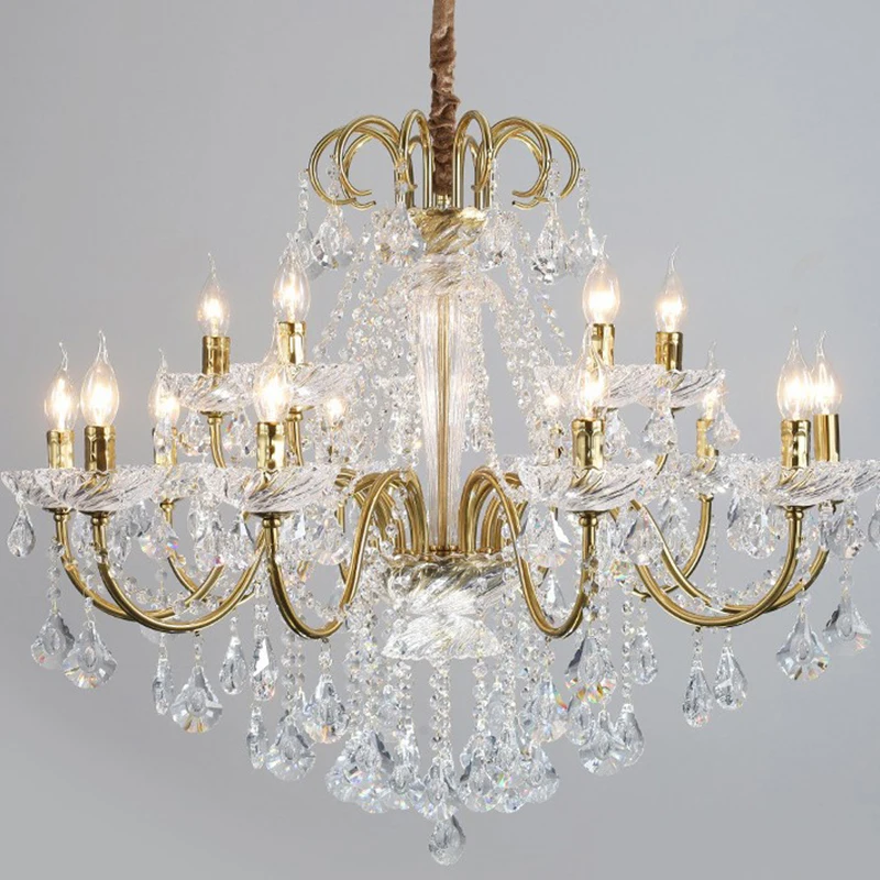 Multi Size Optional Gold/black American High Quality Candle Crystal Chandelier For Villa Living Room Dining Room Study Bedroom