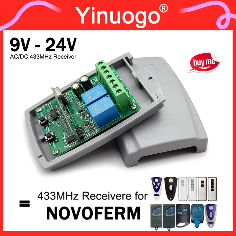 

433.92MHz Garage Door Reciever Controller 9V-24V AC/DC For NOVOFERM NOVOTRON 522 524 502 504 512 MNHS433-04 MNHS433-02 MCHS43-2
