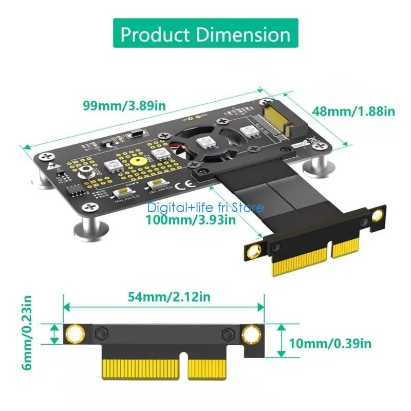 E06D Fast Speed NVME SSDs Converters to PCIe 4X Adapter Card with Cooling Fan for Enhanceds Computer Performances