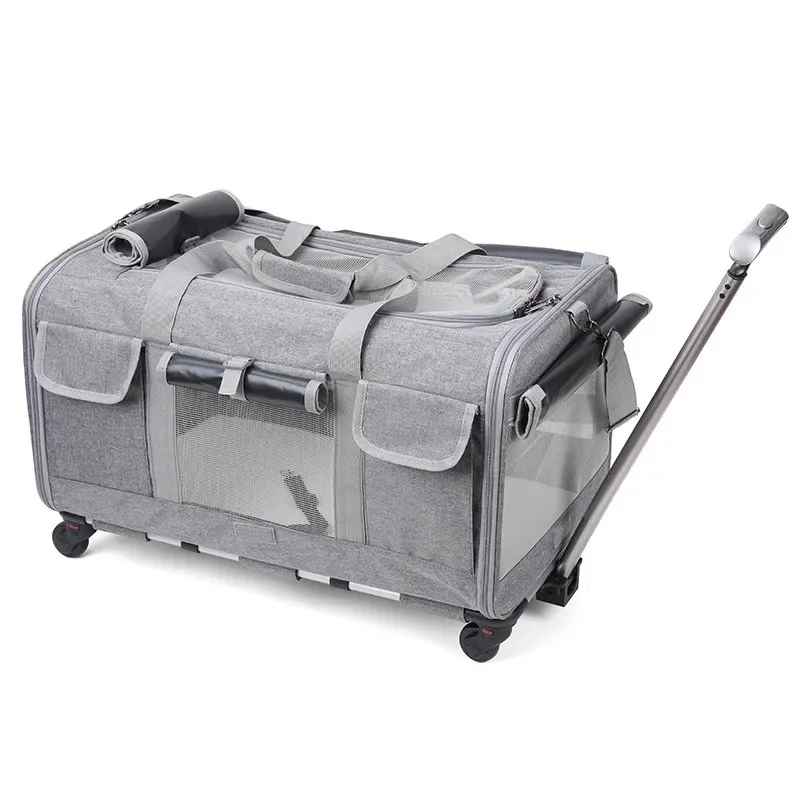 Pet trolley case Large capacity cat bag Dog bag Outdoor portable Universal wheel Foldable and easy to store