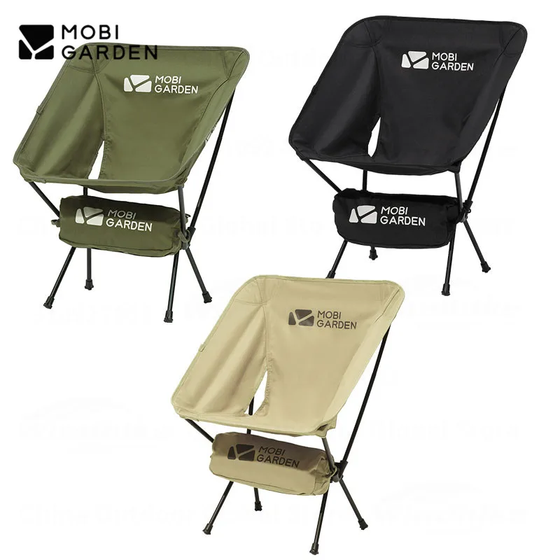 MOBI GARDEN Camping Folding Chair Aluminum Alloy Stool 1.1kg Ultralight Portable Backrest Recliner Wear-resistant Crescent Chair