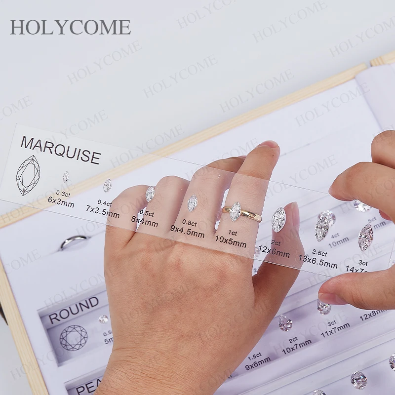 Custom Comparison Chart Kit Set Reference Various Fancy Shapes Gemstone 5A Cubic Zirconia Diamond Carat Sizes for Jewelry Store