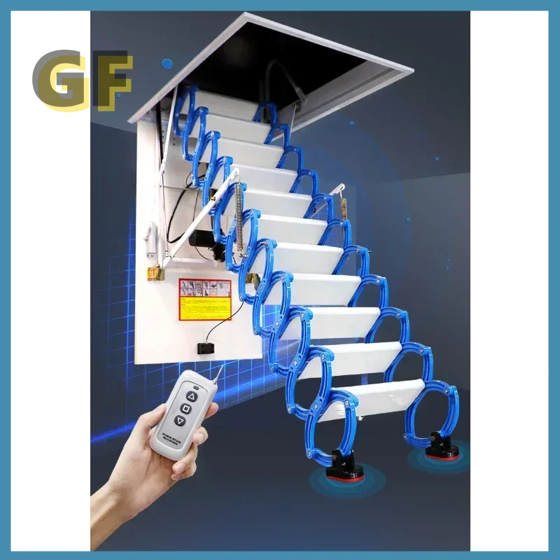 

Full-automatic attic ladder retractable stairs attic household electric retractable ladder invisible elevator automatic folding