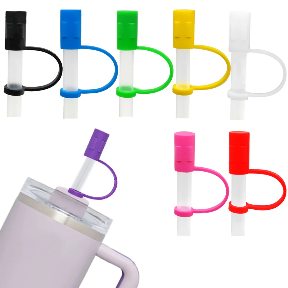 1PCS PVC Silicone Straw topper Straw Sealing Tools Drinking Dust Cap Splash Proof Plugs straw cover fit glass Cup decoration