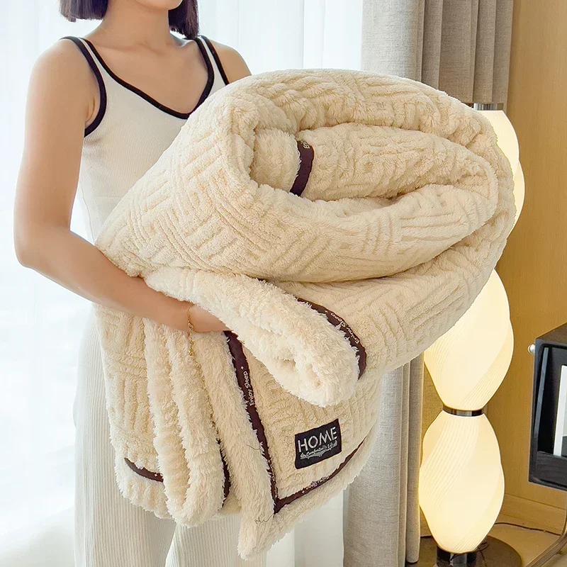 2025 New Half Sides Fleece Autumn Winter Blanket for Bed Soft Fluffy Warm