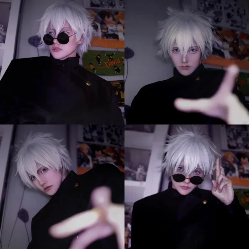 Gojo Satoru Cosplay Costumes Anime Jujutsu Kaisen Glasses High School Uniform Wig Suit Halloween Costume Men Adult Clothes