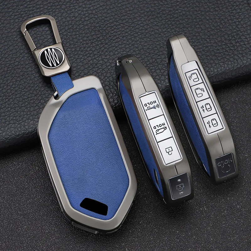 5/6/7/8/9 Buttons Leather Zinc Alloy Car Key Case Cover Protective Shell Fob for Kia Ka4 Car Keychain Interior Accessories