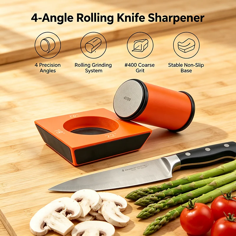 4 Angles Rolling Knife Sharpener Kit Straight Edge Roller Knife Sharpening With Industrial Diamond Whetstone Chef Knife Tool Set