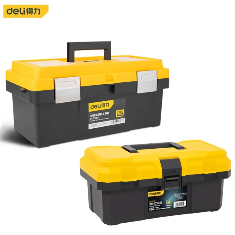 Deli-cajas de herramientas de doble capa, caja de almacenamiento multifunción, organizador de piezas portátiles, trabajadores