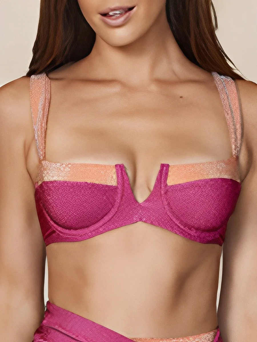 

Бикини с v-образным вырезом и высокой талией 2024, женский купальник с эффектом пуш-ап, женский мягкий купальник, купальный костюм, летняя пляжная одежда