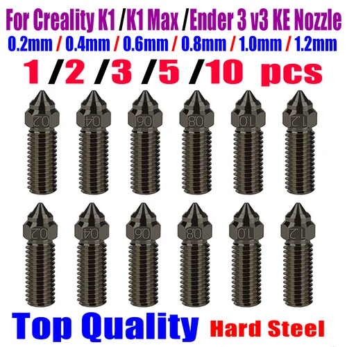 Boquillas para Creality Ender 3 V3 KE k1 Max / k1 boquillas de impresora 3D de acero endurecido de alta calidad 0,2 0,4 0,6 0,8 1,0 1,2mm