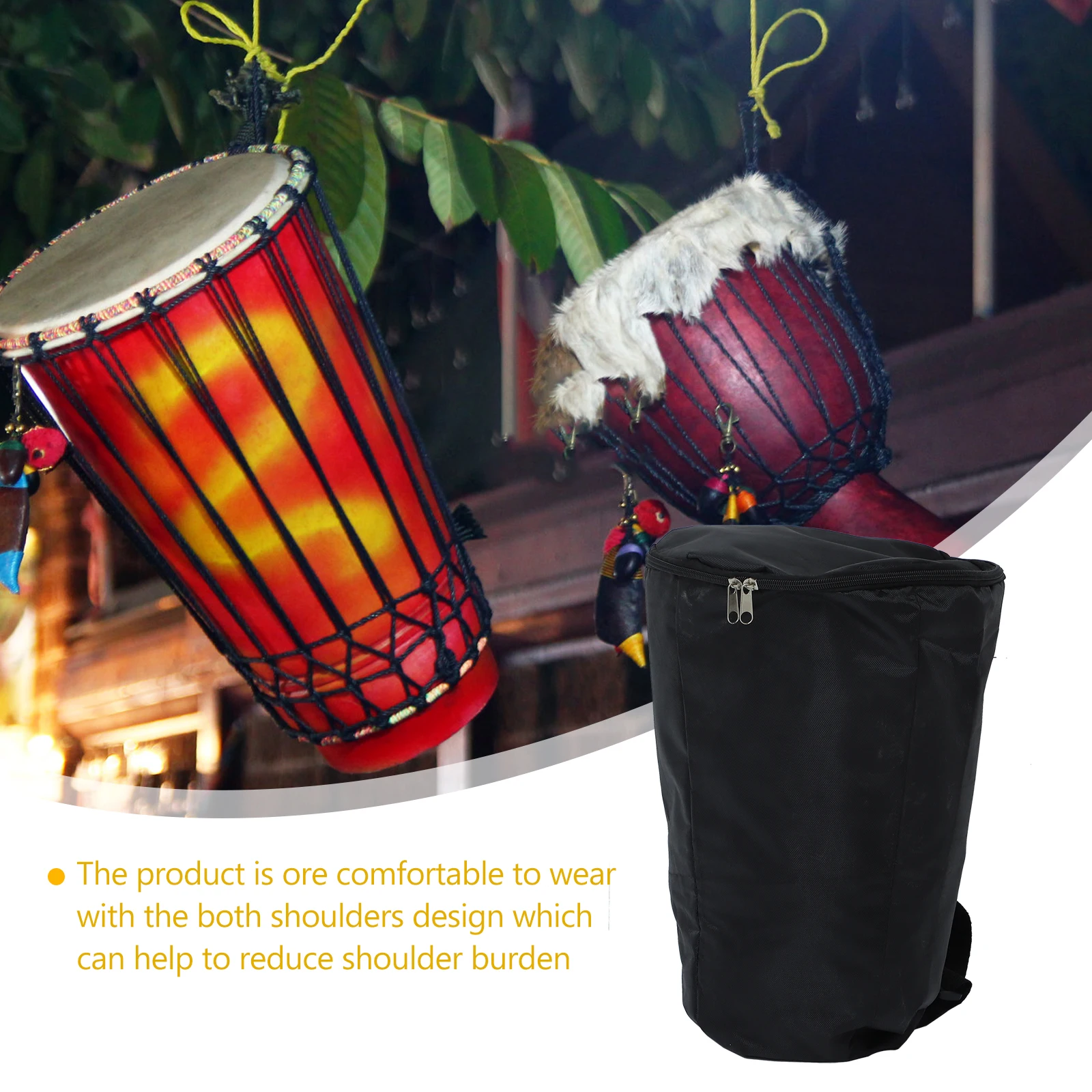 

1Pcs African Drum Bag Waterproof Oxford Cloth Black Large Capacity Music Instrument Storage Backpack Waterproof African Drum Bag