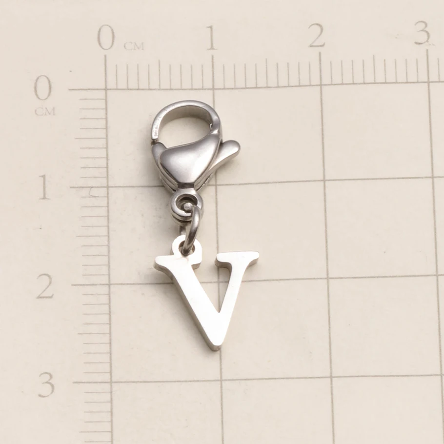 A-Z Alphabet-Schlüsselanhänger mit Karabinerverschluss, Edelstahl-Initialen-Anhänger, Schmuck für DIY-Rucksack, Handtasche, Personalisierte Geschenke – Detail 24
