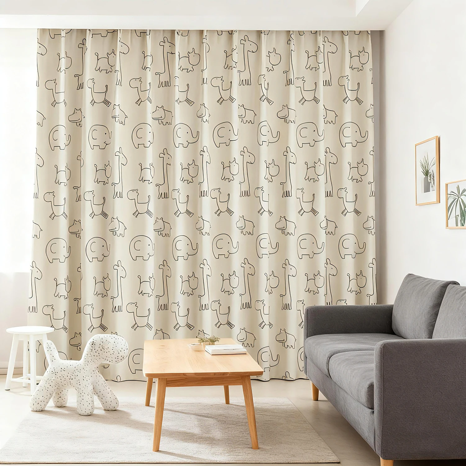 

1PC Modern Cartoon Cream Animal Paradise Pattern Printed Blackout Curtain for Kids Boys Bedroom Home Decoration Blinds