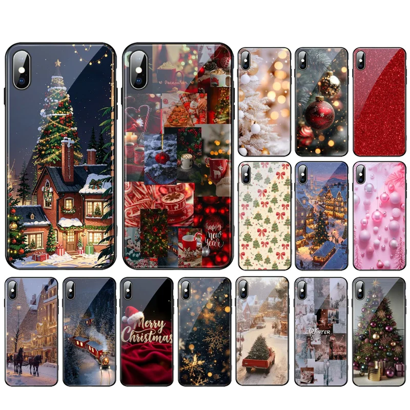 

Winter Christmas Glass phone case For Samsung S25 S24 S23 S22 Ultra S24 Plus A55 A16 A54 A15 A56 A36 S25 FE