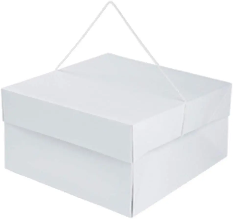 

Hat Boxes with Handles - White - 14" x 14" x 7" - Case of 25 - Sturdy White Cardboard Hat Box with Handles - Premium Ca