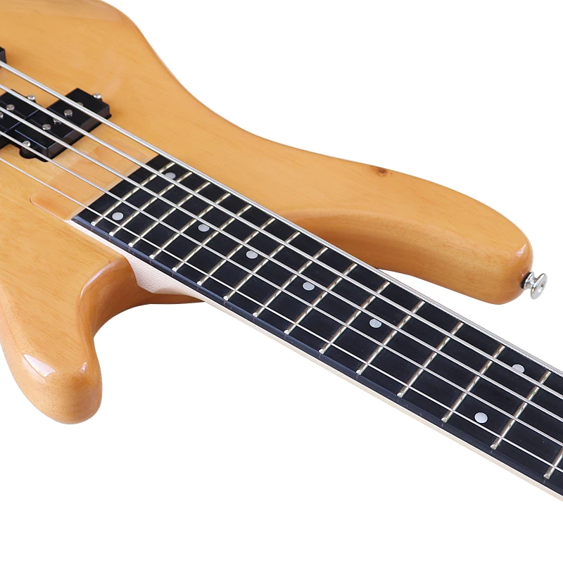 New Arrival Electric Bass Guitar 5 String 43 Inch Solid Bassood Body High Gloss Bass Guitar Natural