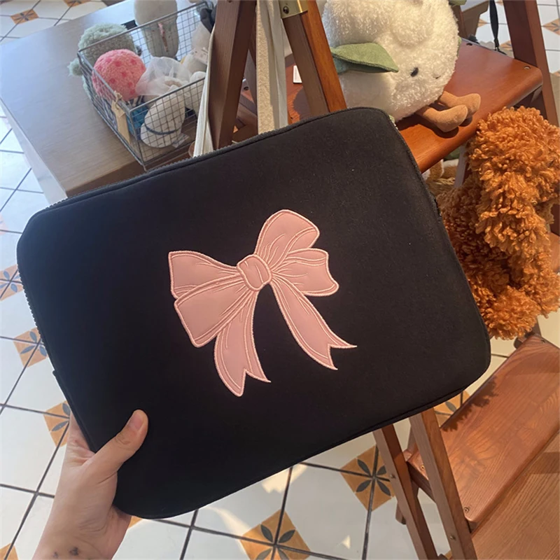 Bolsa de tableta bordada con lazo lindo, funda para MacBook Air Pro, Xiaomi, HP, Dell, Acer, Ipad, tableta, computadora, 11, 13, 14, 15, 15,6 pulgadas