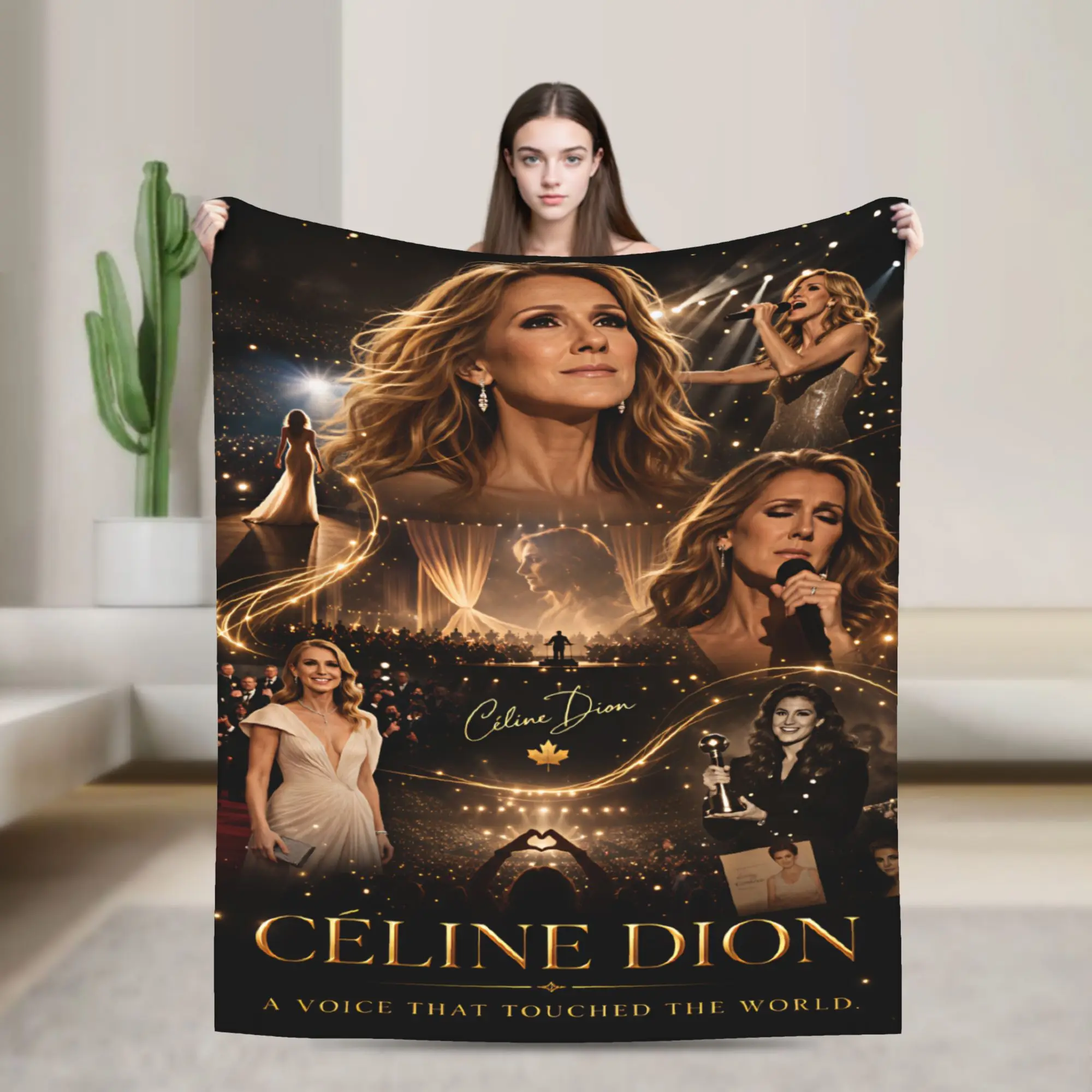 Celines Multi Exposure Stage Collage Dion Bedding Throws Warm Casual Blanket For Home Decor Travel Flannel Bedspread Bed Cover