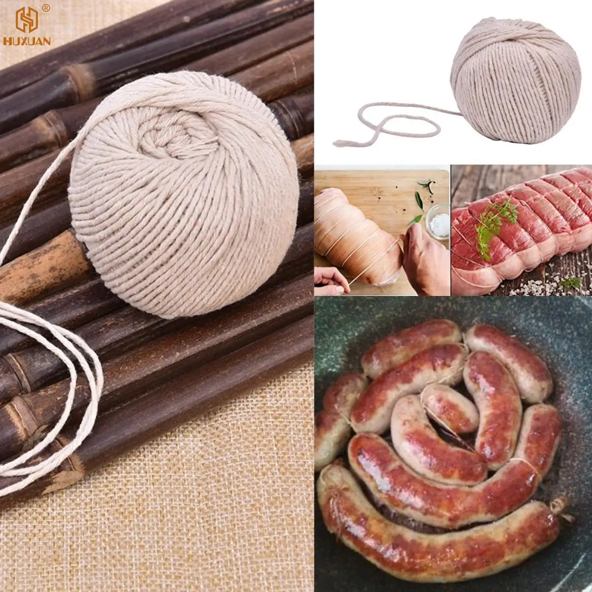 

75m Cooking Tools Butcher's Cotton Twine Meat Prep Trussing Turkey Barbecue Strings Meat Sausage Tie Rope Cord 1 Roll