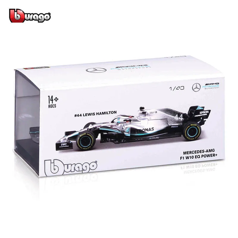 Bburago 1:43 mercedes-benz-amg f1 w10 eq power + 2019 no44 liga de luxo veículo diecast carros modelo brinquedo coleção presente