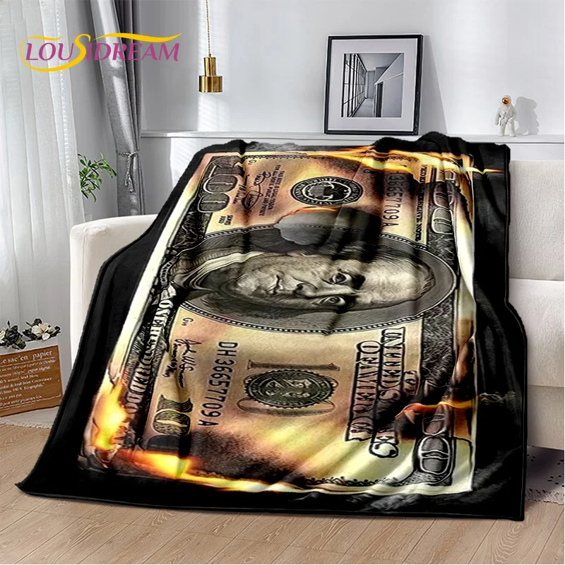 Rich Dollar Euro Pound Money 3D Cartoon Blanket,Soft Throw Blanket for Home Bedroom Bed Sofa Picnic Office Travel Cover Gift Kid