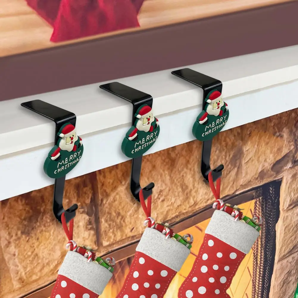 No Drilling Stocking Hanger Metal Christmas Stocking Holder Hooks for Mantel Decoration Protective Pads Fireplace for Other