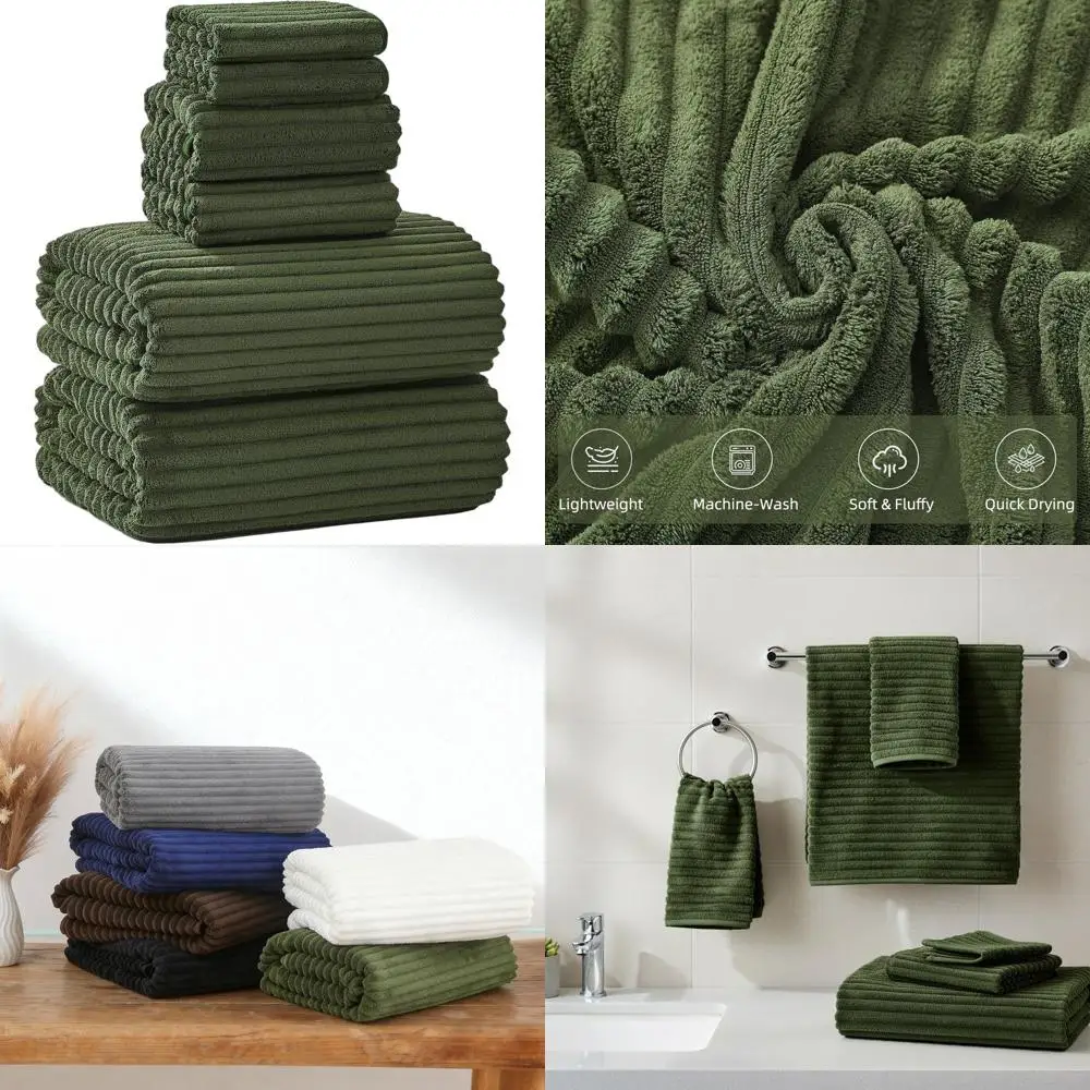 

Набор из 6 больших банных полотенец 40x80 см - Роскошные впитывающие полотенца из микрофибры для спа, спортзала и домашнего использования (оливково-зеленый)