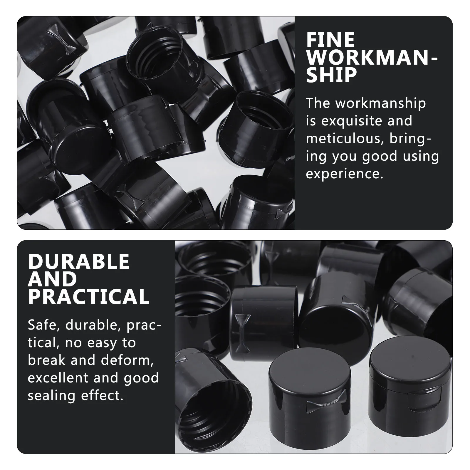 

50 Pcs Water Bottle Sports Pull Cover Mineral Replacement Caps for Plastic Bottles Reusable Seal Tops Push Black Lid